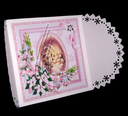 Vintage Christmas Scene and Pink Poinsettia Teardrop Pyramid by Dianne Jackson