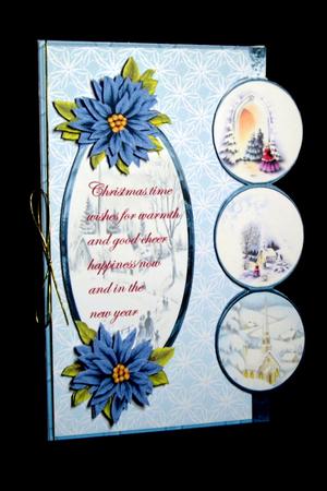Blue Poinsettia and Vintage Scenes Over the Edge by Dianne Jackson