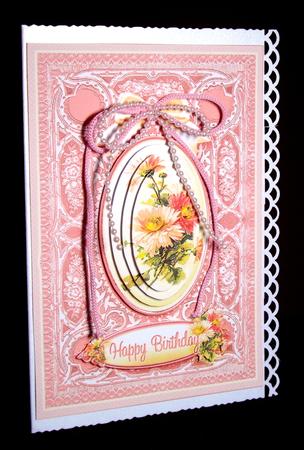 Pink Chrysanthemums A5 Oval Pyramage by Dianne Jackson