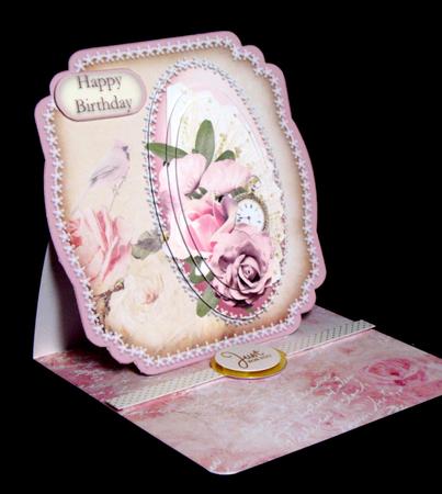 Shabby Chic Fan and Roses Shaped Card by Dianne Jackson