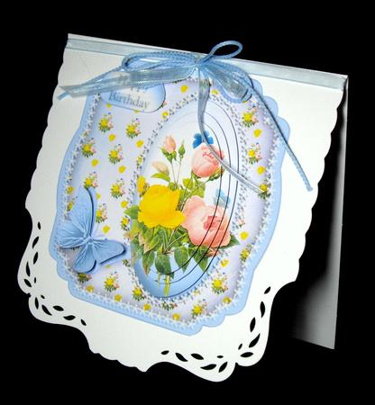 Shabby Chic Mixed Roses Shaped Card by Dianne Jackson