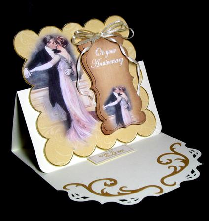 Dancing Couple Gold Your Anniversary 8in Scallop Topper by Dianne Jackson