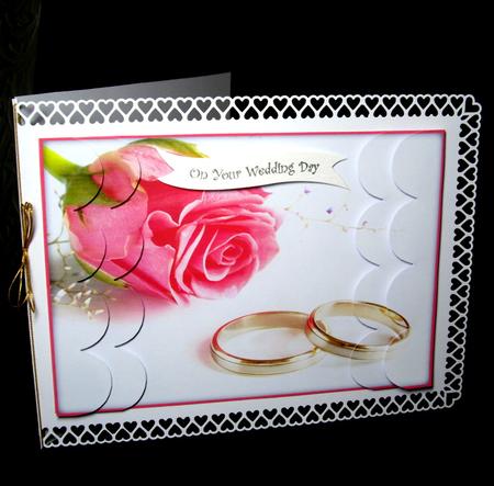 Pink Rose & Wedding Ring Scallop Edges Stacker Card by Dianne Jackson