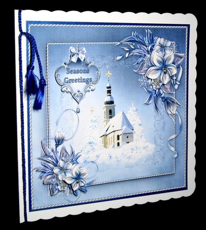 8x8 Snowy Church and Winter Flowers Mini Kit by Dianne Jackson