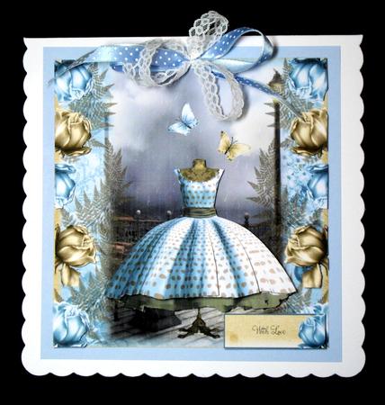 1950's Polka Dot Blue Dress Card Front Mini Kit by Dianne Jackson