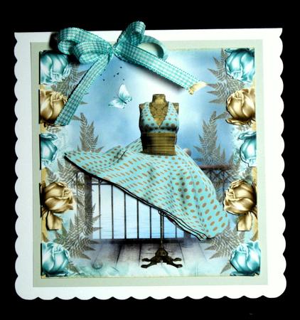 The Teal Polka Dot Marilyn Style Dress Card Front Kit by Dianne Jackson