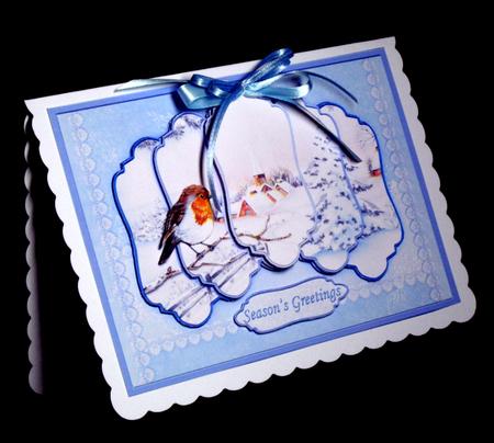Christmas Robin & Village 5 Panel Quick Card by Dianne Jackson