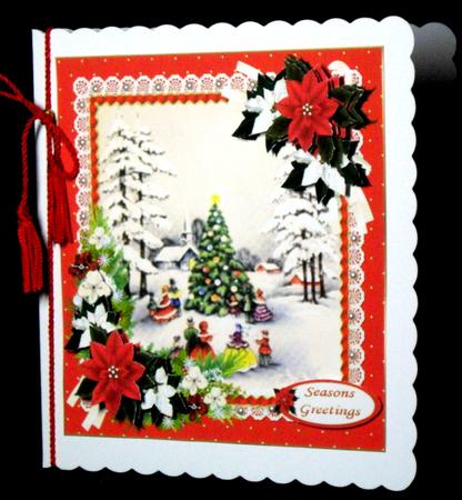 8x8 Traditional Vintage Christmas Scene Red by Dianne Jackson