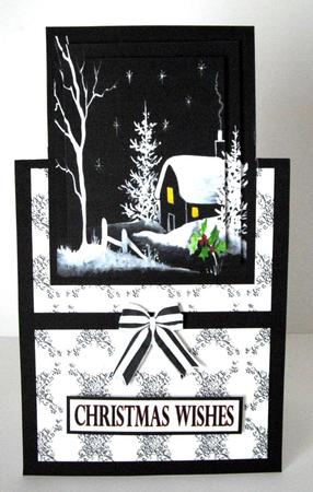 Black and White Winter House Over the Edge Card by Dianne Jackson