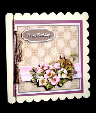 Basket of Pink Flowers 6x6 Quick Card by Dianne Jackson