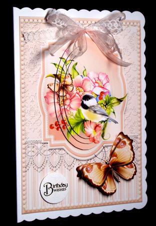 Pretty Birdie with Lace and Butterflies by Dianne Jackson