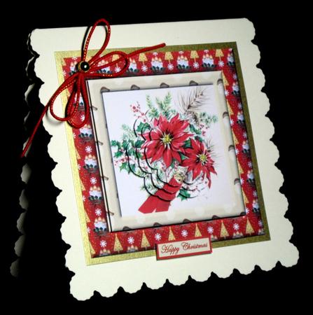 Red Poinsettia and Pine Cones Card with a Topper by Dianne Jackson
