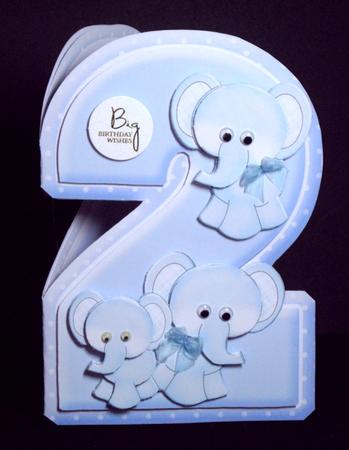 Age 2 Blank Blue Birthday Shape Card by Dianne Jackson