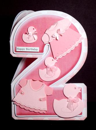 Age 2 Blank Pink Birthday Shape Card by Dianne Jackson