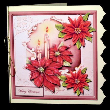 Poinsettias and Christmas Candles Card by Dianne Jackson
