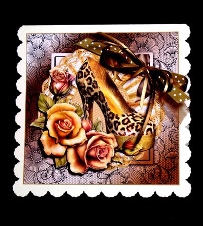 Touch of Class Shoes in a Copper Lace Frame Card Topper by Dianne Jackson