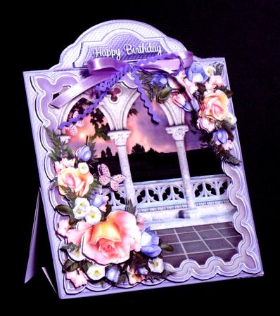 Triangular Base Kit Peach Roses, Lilac Flowers & Butterflies by Dianne Jackson