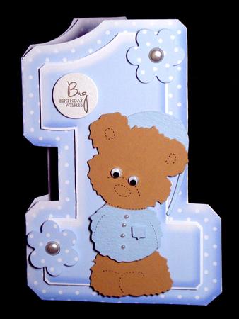 Age 1 Blank Blue Birthday Shape Card by Dianne Jackson