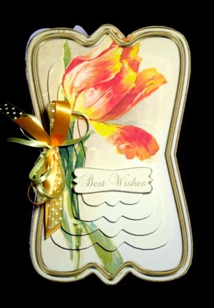 Beautiful Painted Flower Shaped Card , Decoupage & Sentiment by Dianne Jackson
