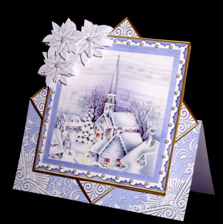 Blue Church Poinsettia Diamond Mini Card Kit by Dianne Jackson