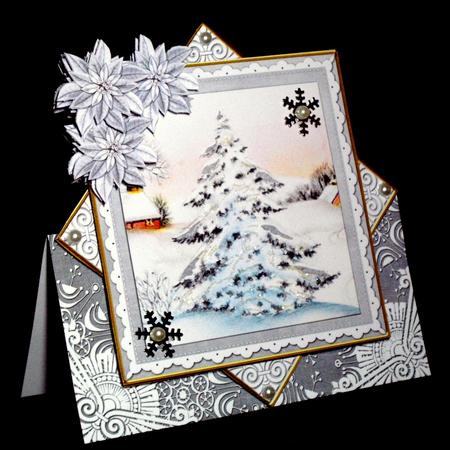 Snow Tree Silver Poinsettia Diamond Mini Card Kit by Dianne Jackson