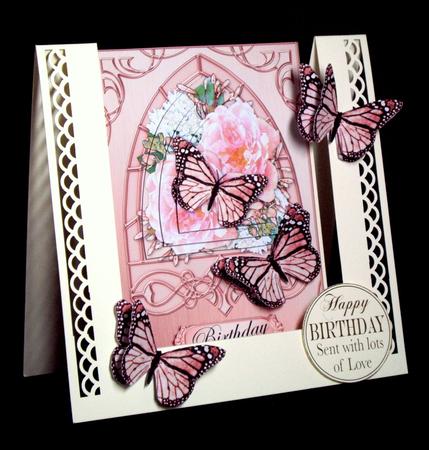 Butterfly & Roses Fancy Arch Shaped Pyramid Sheet by Dianne Jackson