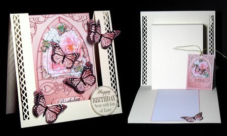 Butterfly & Roses Fancy Arch Shaped Matching Insert by Dianne Jackson
