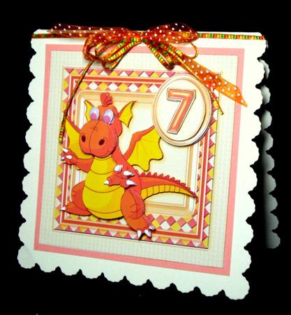 Orange and Lemon Dragon Age 7 with Badge 6in x 6in Decoupag by Dianne Jackson