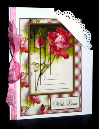 Beautiful Vintage Painted Roses A5 Quick Card by Dianne Jackson