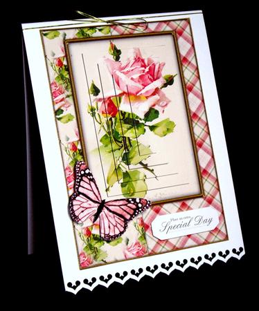 Beautiful Vintage Painted Roses A5 Quick Card by Dianne Jackson