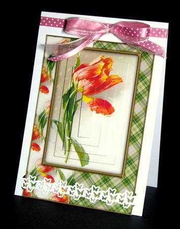 Beautiful Vintage Painted Tulip A5 Quick Card by Dianne Jackson