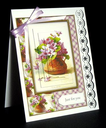 Beautiful Vintage Painted Flowers A5 Quick Card by Dianne Jackson
