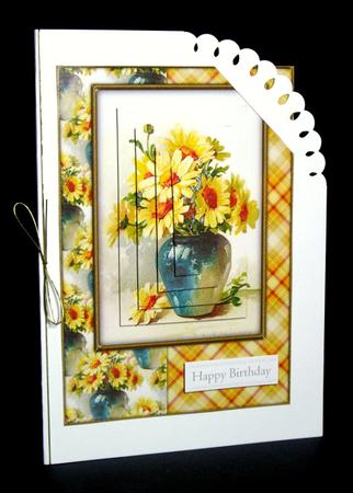 Beautiful Vintage Painted Flowers A5 Quick Card by Dianne Jackson