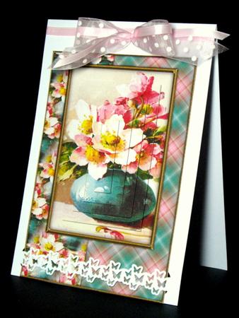 Beautiful Vintage Painted Flowers A5 Quick Card by Dianne Jackson
