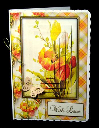Beautiful Vintage Painted Tulips A5 Quick Card by Dianne Jackson