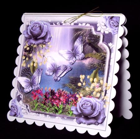 Purple Rose by the Waterfall Card Topper by Dianne Jackson