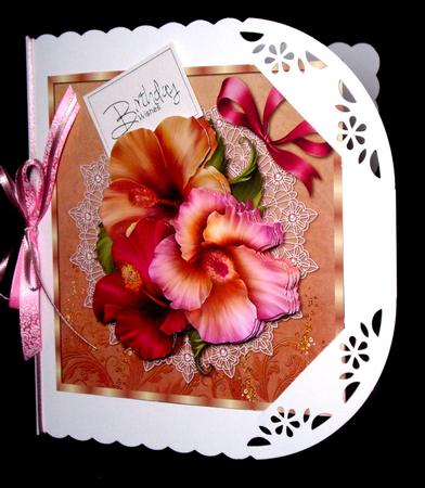 Hibiscus Flowers on Gold Open Occasion Card Front by Dianne Jackson