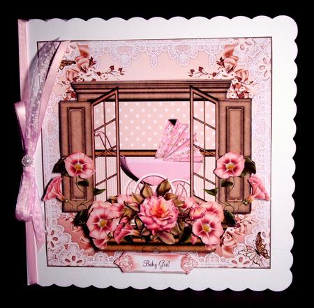 Baby Girl Window Box Card Front Mini Kit by Dianne Jackson