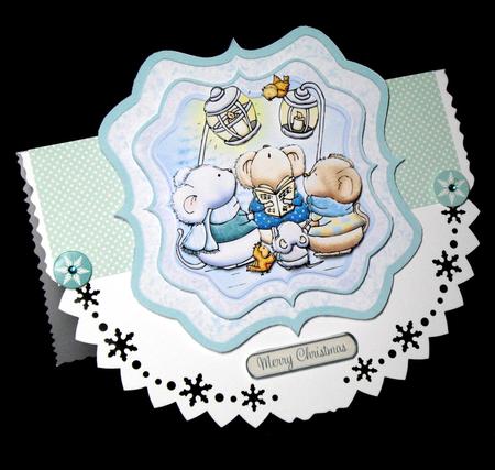 Merry Mice Christmas Bracket Topper Decoupage & Insert by Dianne Jackson