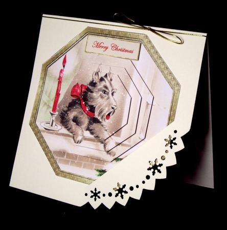 Dog Waiting for Christmas Octagon Card Front by Dianne Jackson