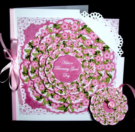 Cerise Forgetmeknot Blooming Good Day 3D Doily Card Mini Kit by Dianne Jackson
