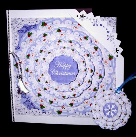 Snowman Blue Happy Christmas 3D Doily Card Mini Kit by Dianne Jackson