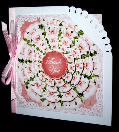Pink Magnolia Thank You 3D Doily Card Mini Kit by Dianne Jackson