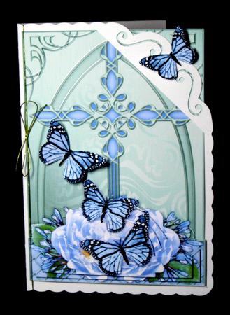 Fancy Cross Pretty Roses Butterfly Pyramid & Decoupage by Dianne Jackson