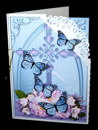 Fancy Cross Pastel Bouquet & Butterfly Pyramid & Decoupage by Dianne Jackson