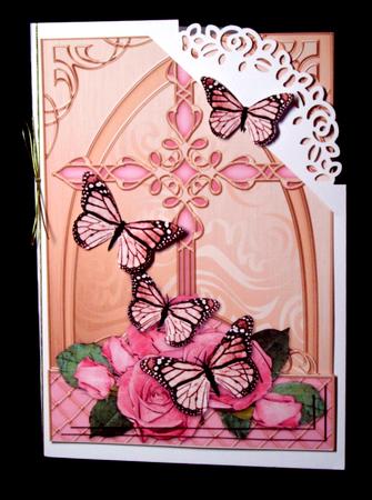 Fancy Cross Roses Butterfly Pyramid & Decoupage by Dianne Jackson