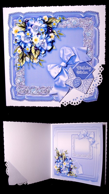Blue Flowers and Daisies on a Silk Cushion Match 8x8 Insert by Dianne Jackson