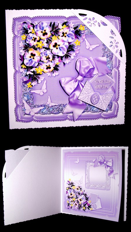 Lilac Pansies and Butterflies on a Silk Cushion 8x8 Insert P by Dianne Jackson