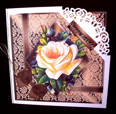 Blush Rose Square Decoupage Card by Dianne Jackson