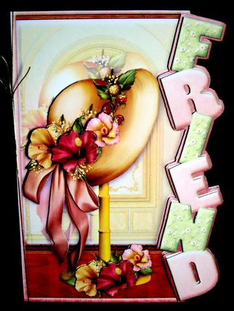 Floral Hat Over the Side Friend Topper & Decoupage by Dianne Jackson